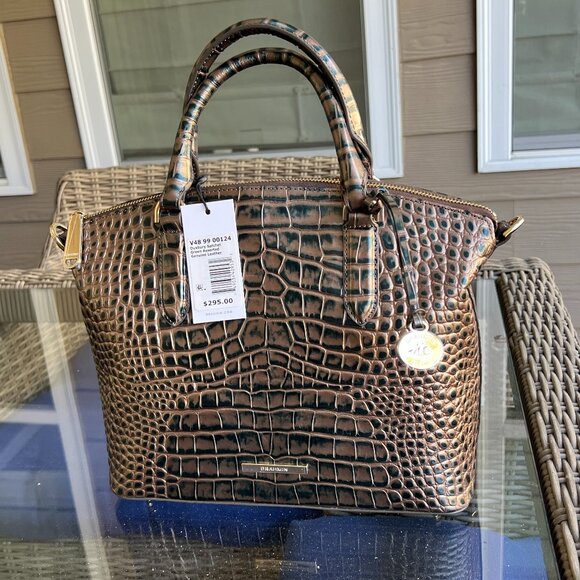 Brahmin Medium Duxbury Satchel Brown/Aqua - Picture 1 of 6